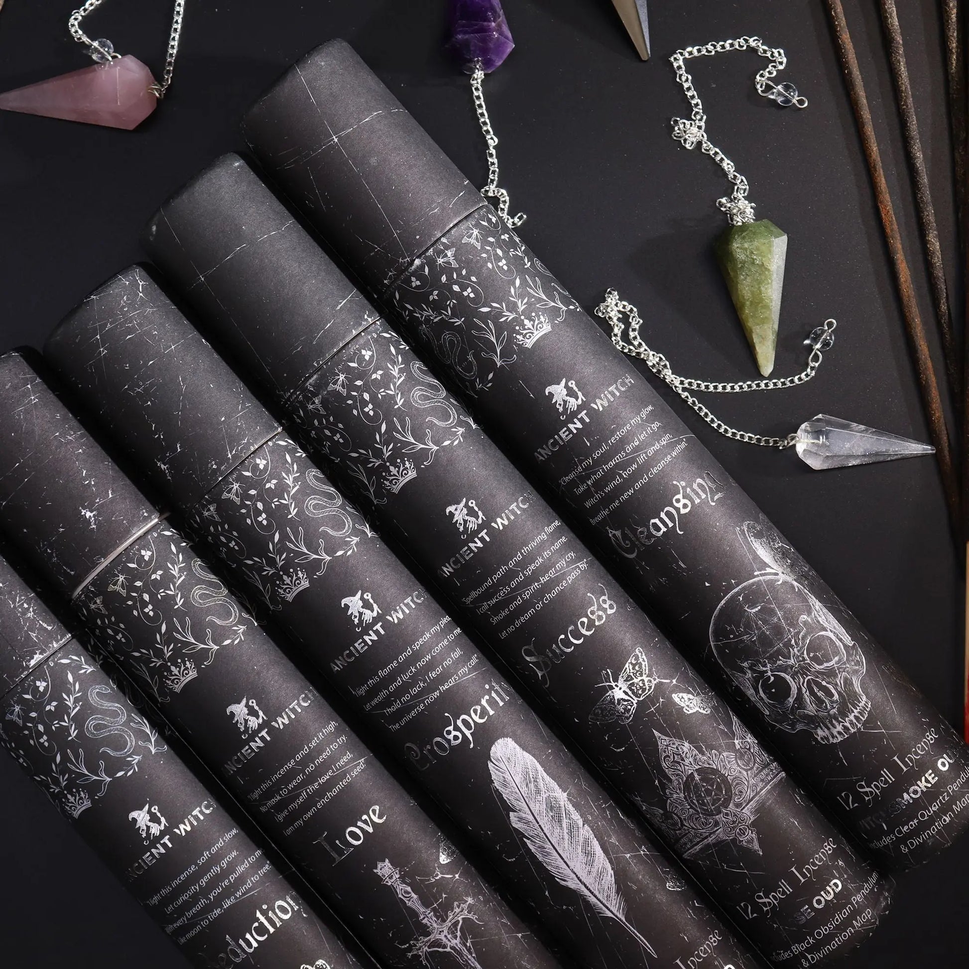 Ancient Witch Spell Incense - Love - Rose Quartz Pendulum AW Dropship UK
