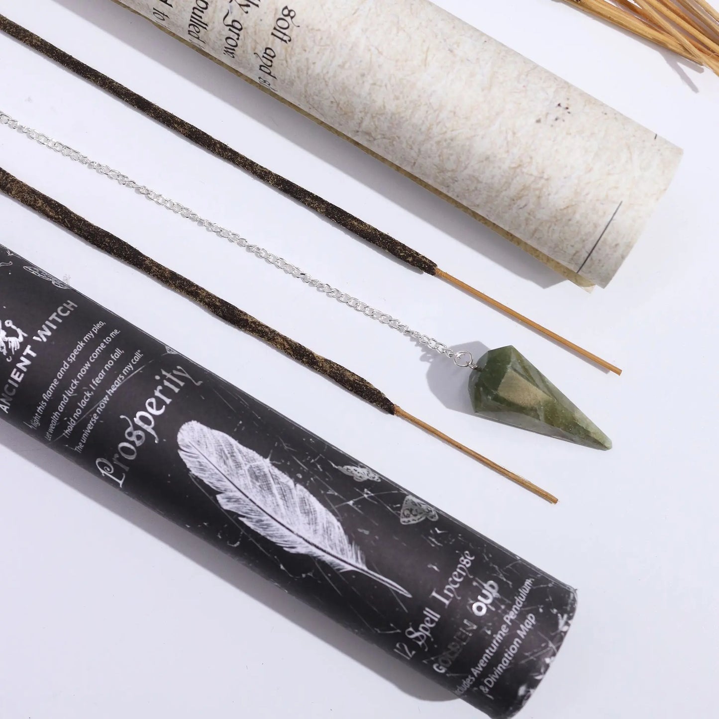 Ancient Witch Spell Incense - Prosperity - Aventurine Pendulum AW Dropship UK