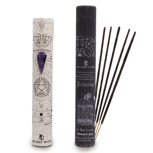 Ancient Witch Spell Incense - Seduction - Amethyst Pendulum AW Dropship UK