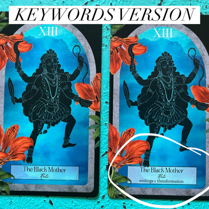 Myth Weaver Tarot Keywords Edition indie tarot deck with mythology artwork and keyword meanings