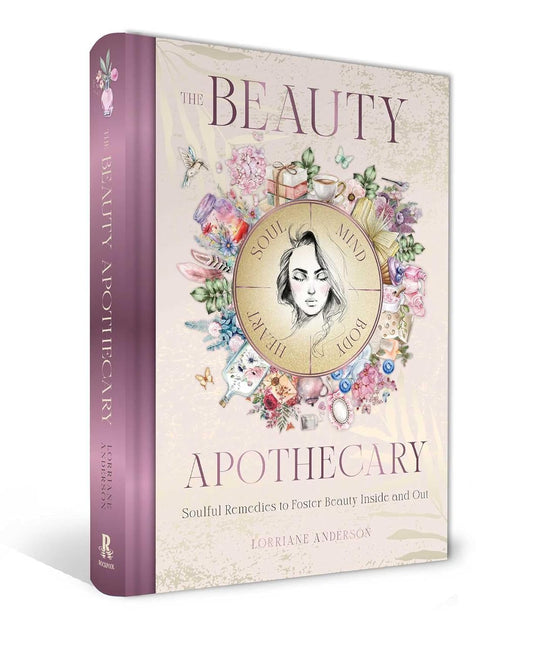 Book titled 'The Beauty Apothecary' with decorative cover on a white background