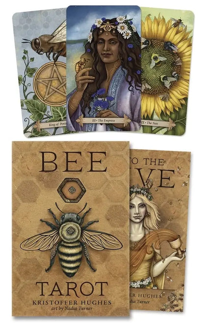 Bee Tarot by Kristoffer Hughes featuring beautiful bee-inspired artwork, honeycomb symbolism, nature themes, and a full-colour companion guidebook.
