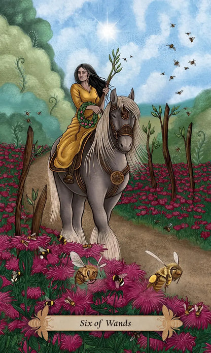 Bee Tarot by Kristoffer Hughes featuring beautiful bee-inspired artwork, honeycomb symbolism, nature themes, and a full-colour companion guidebook.