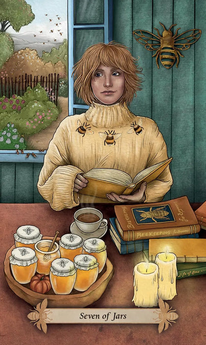 Bee Tarot by Kristoffer Hughes featuring beautiful bee-inspired artwork, honeycomb symbolism, nature themes, and a full-colour companion guidebook.