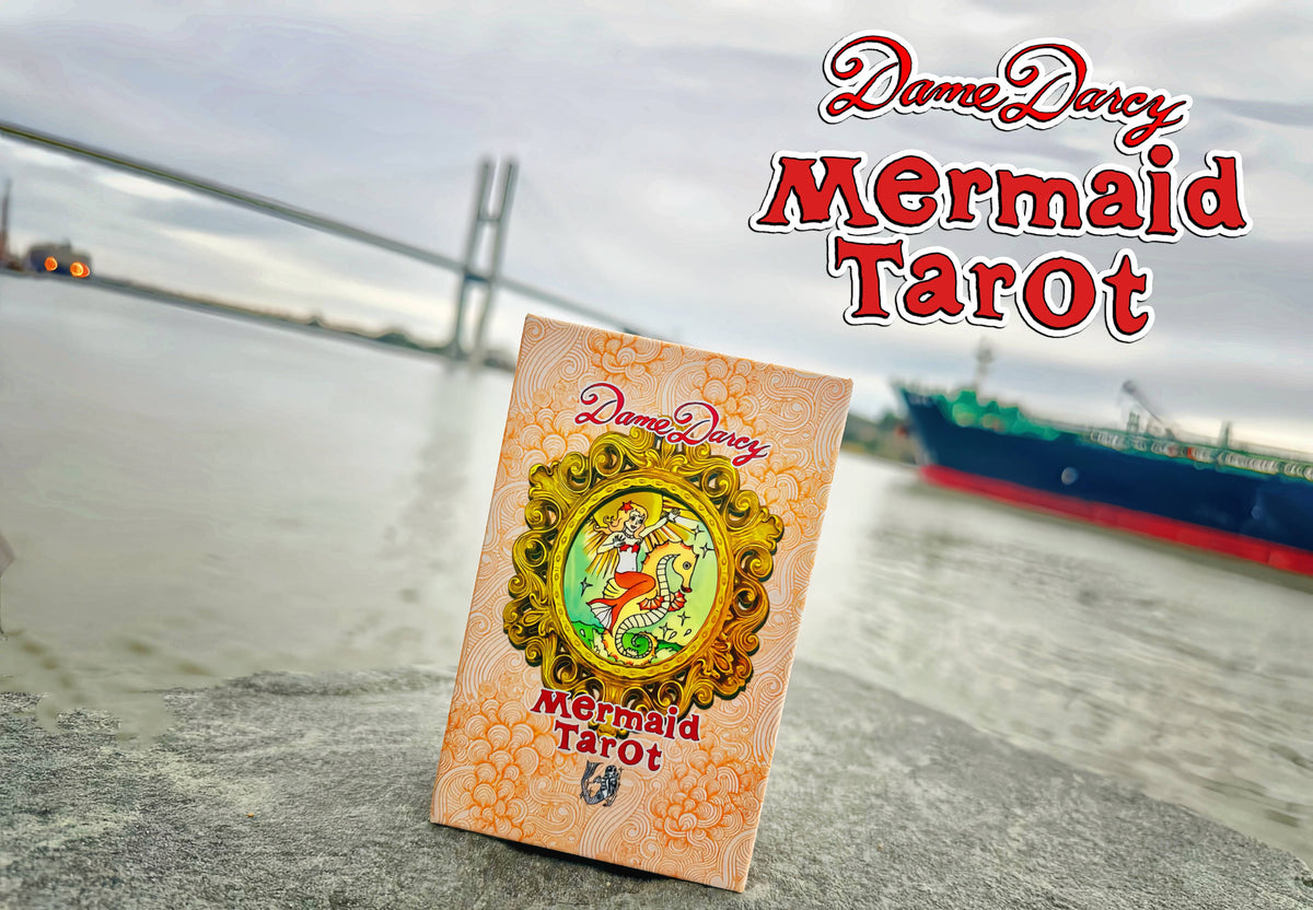 Dame Darcy Mermaid Tarot Ultra Gold Edition 3.6 with gold-gilded cards and nautical magnetic box