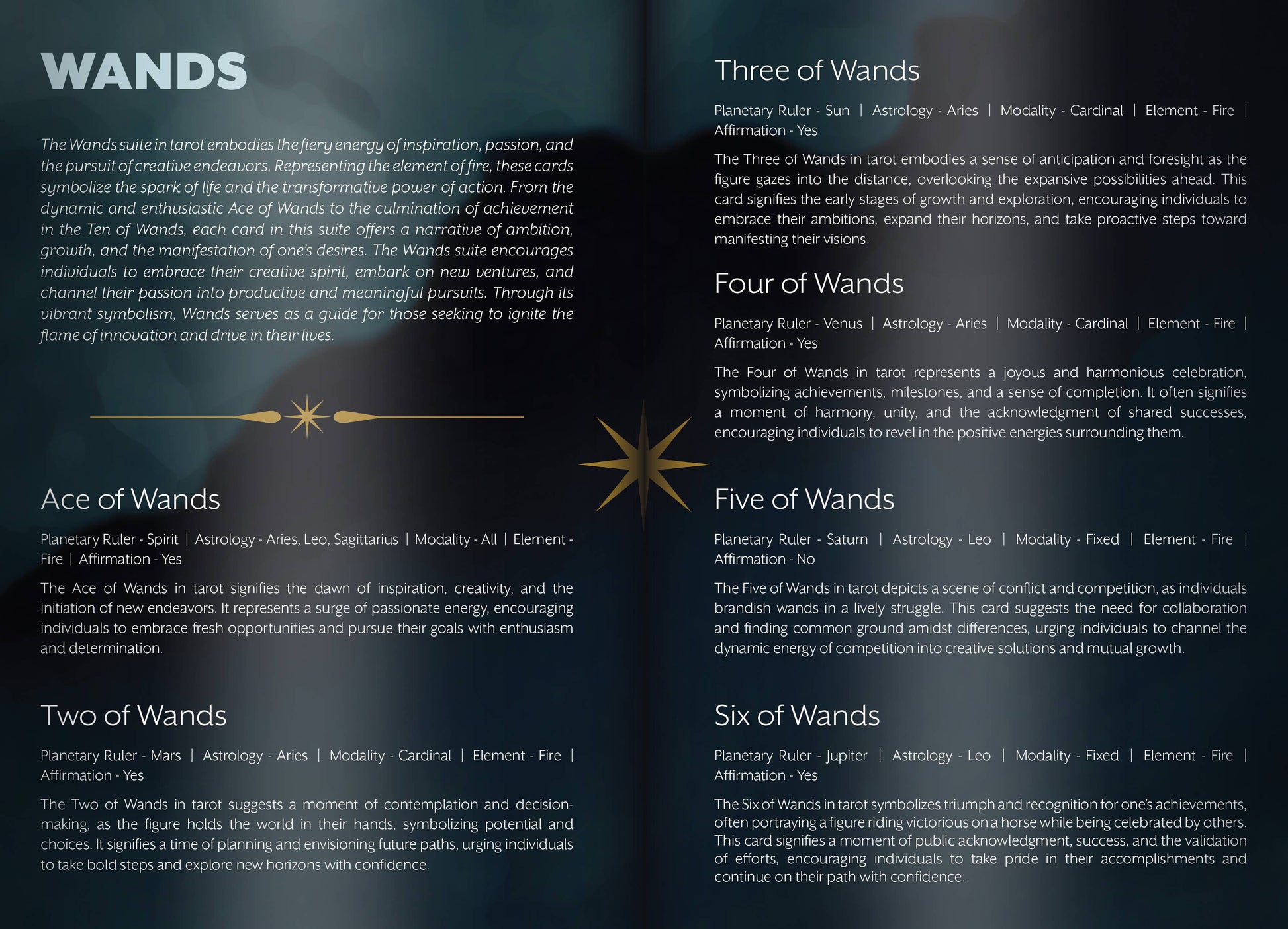 Card deck with wands tarot cards on a dark background