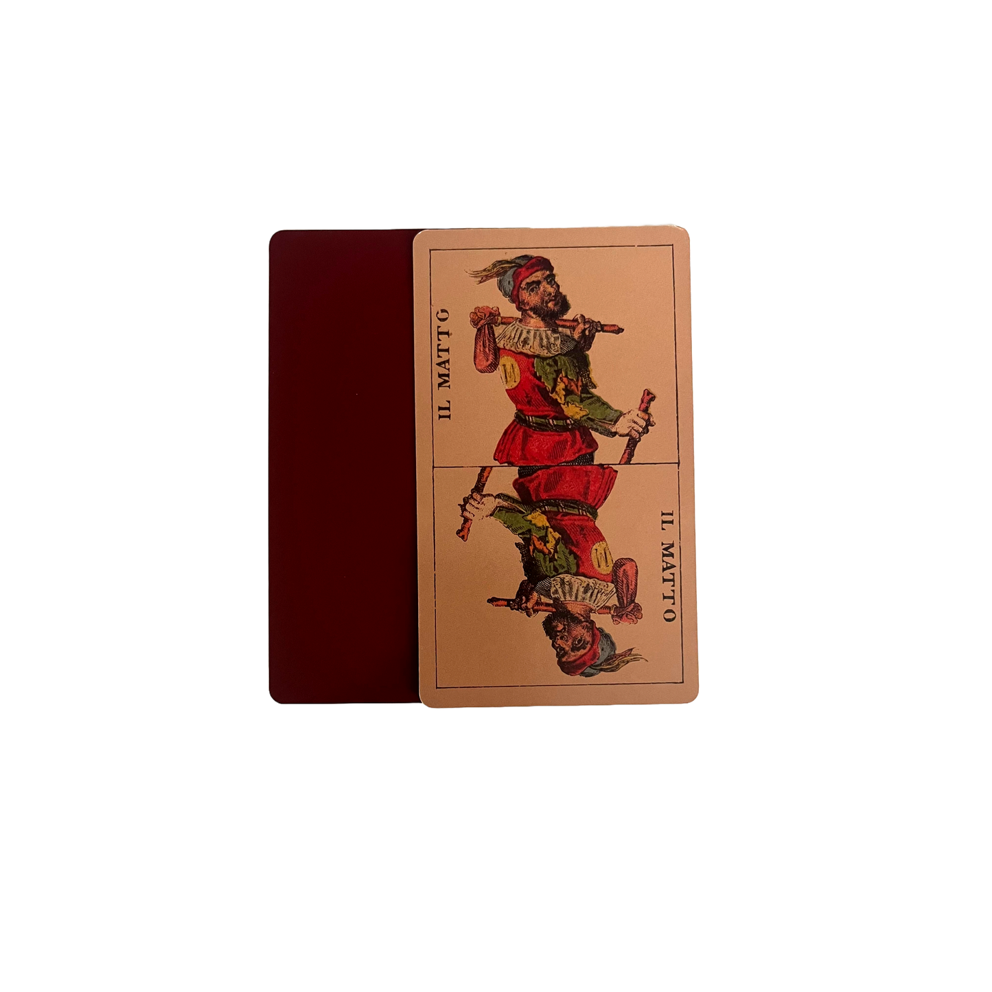 Card with a character illustration on a white background Tarot Della Rocca historical Italian tarot deck based on Carlo Della Rocca's nineteenth-century Tarocco Sopraffino with 78 beautifully engraved cards and companion guide.