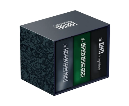 Book set titled 'The Southern gothic Trilogy' oracle card decks in a decorative box on a white background