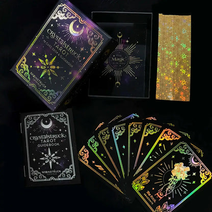Mini Crystalstruck Tarot Gold Edition pocket tarot deck with gold holographic details.