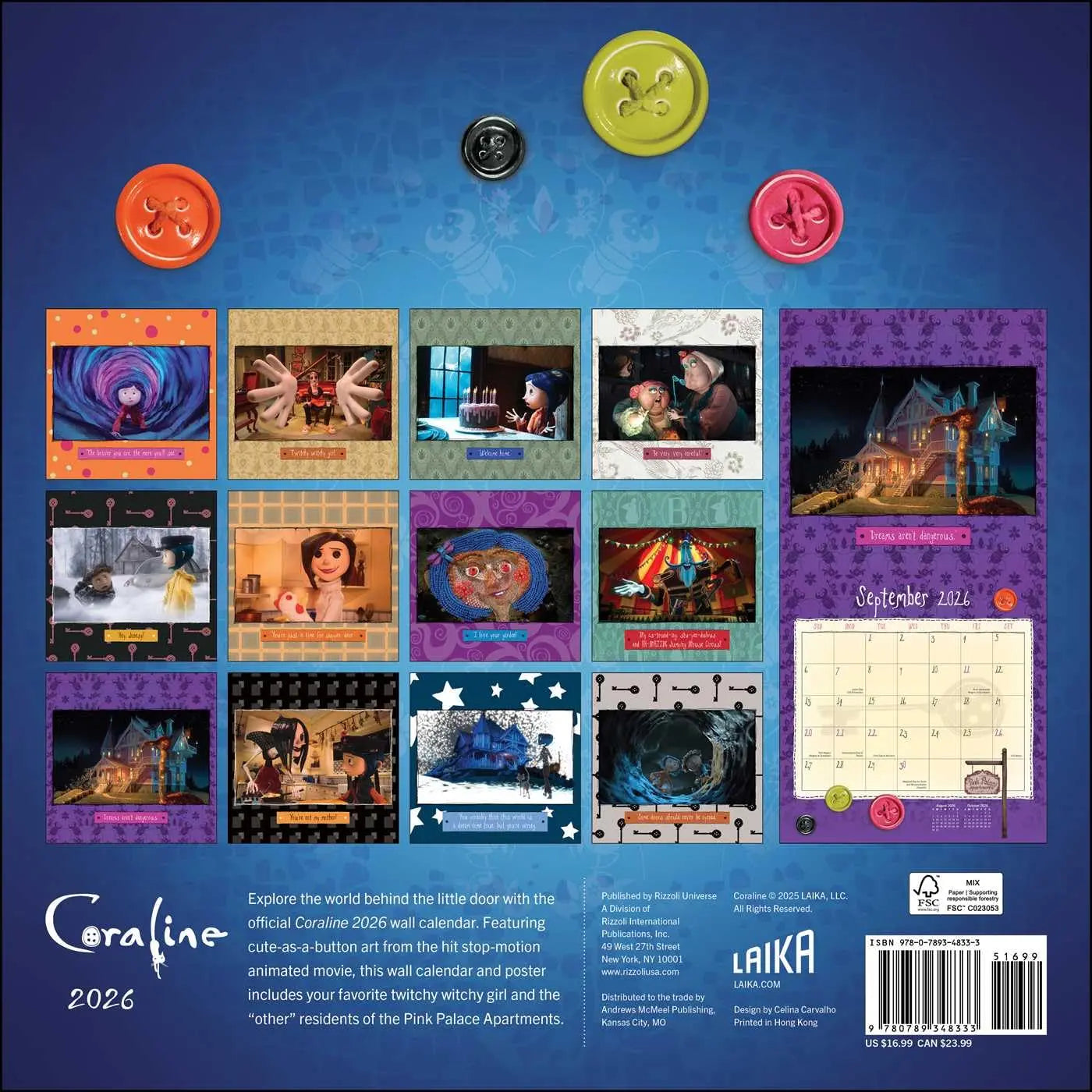 Coraline 2026 Wall Calendar (Includes Full-Color Poster) - Oneness emporium
