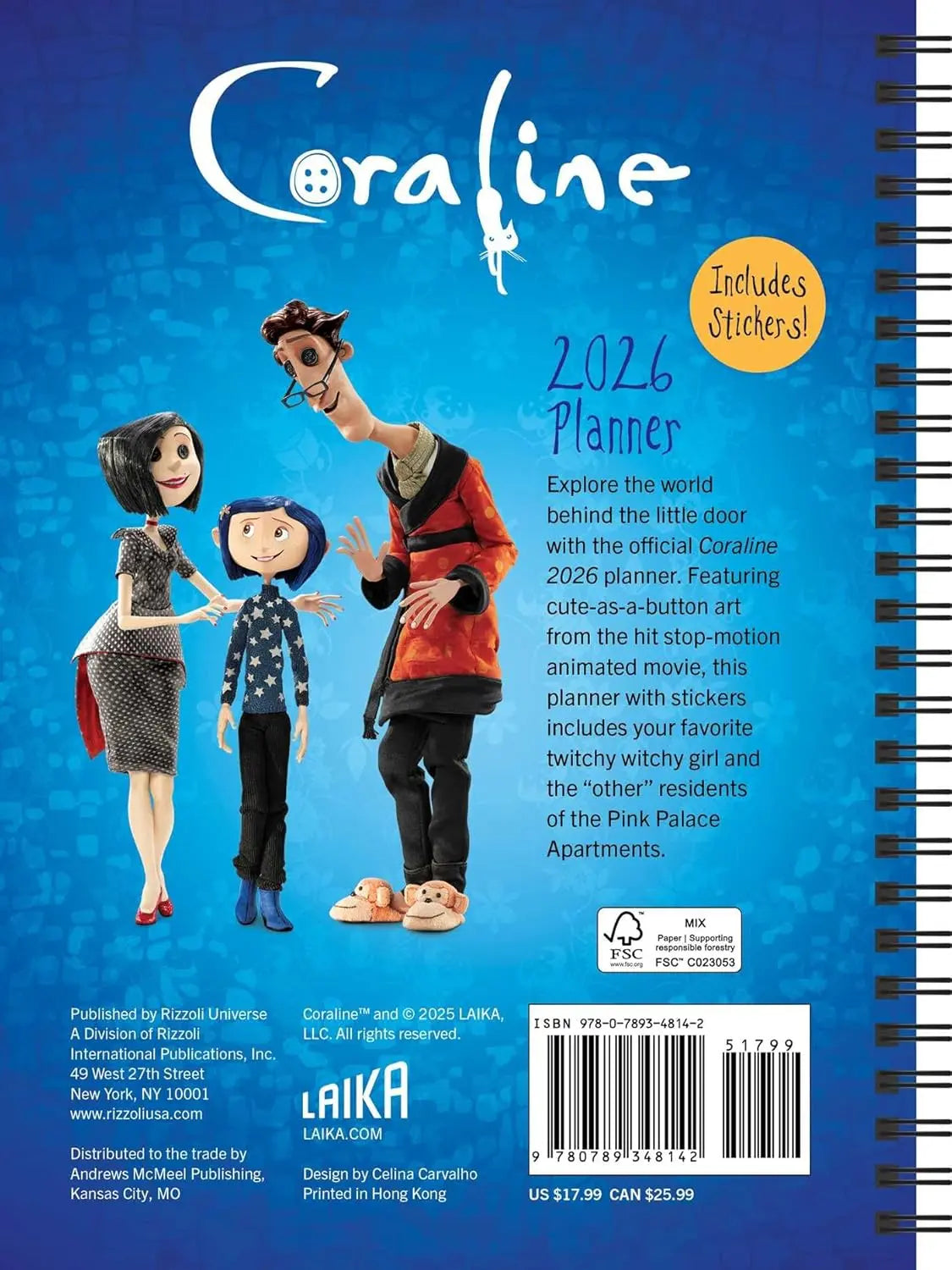 Coraline 2026 Planner Calendar (Includes Stickers) - Oneness emporium