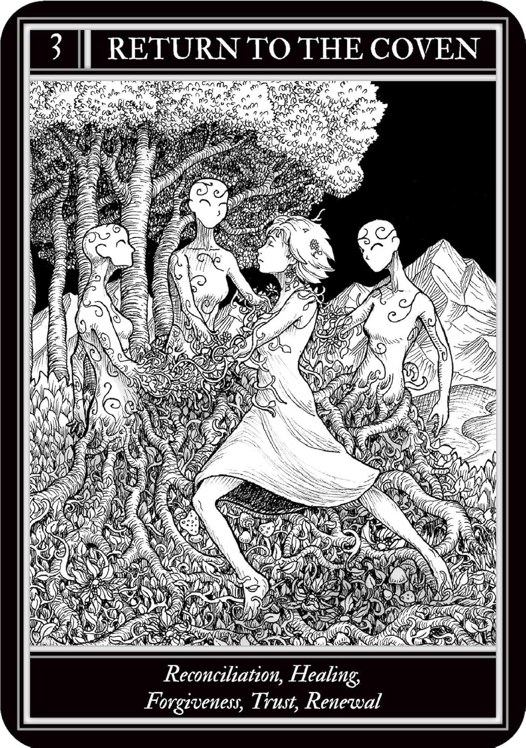 Coven Oracle deck by Fiona Horne with illustrated witchcraft themed oracle cards and guidebook.