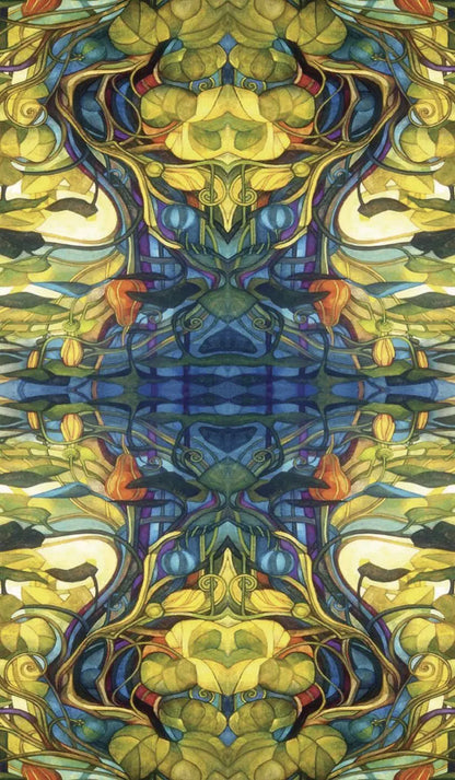 Colorful abstract design with intricate patterns and vibrant colors