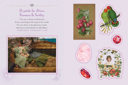 Vintage-style card with decorative elements and text on a light background Crystal sticker book