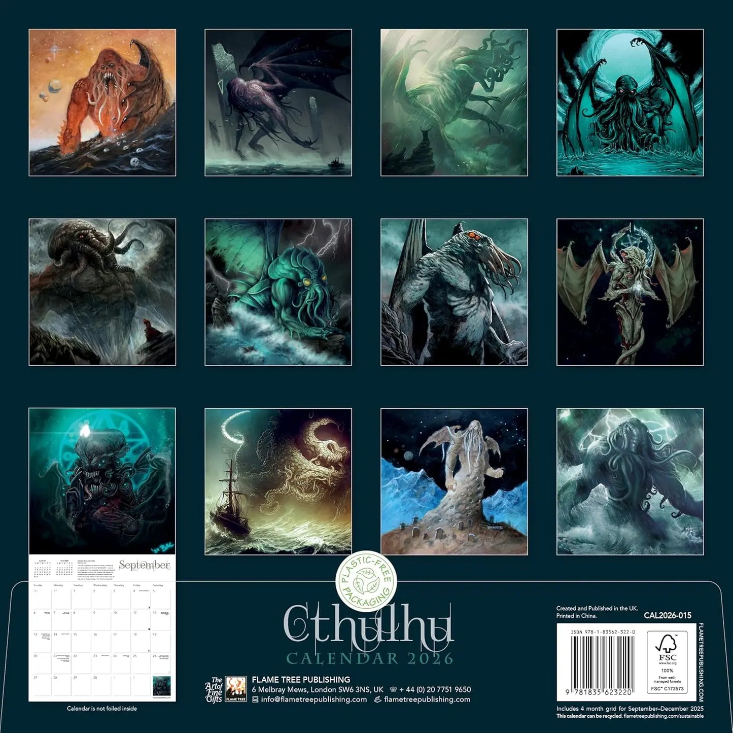 Cthulhu Wall Calendar 2026 (Art Calendar): Original Flame Tree Publishing-Kalender - Oneness emporium