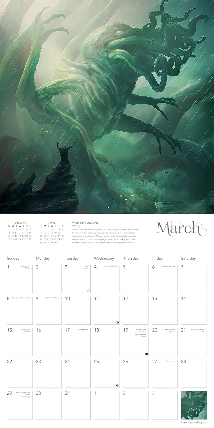 Cthulhu Wall Calendar 2026 (Art Calendar): Original Flame Tree Publishing-Kalender - Oneness emporium