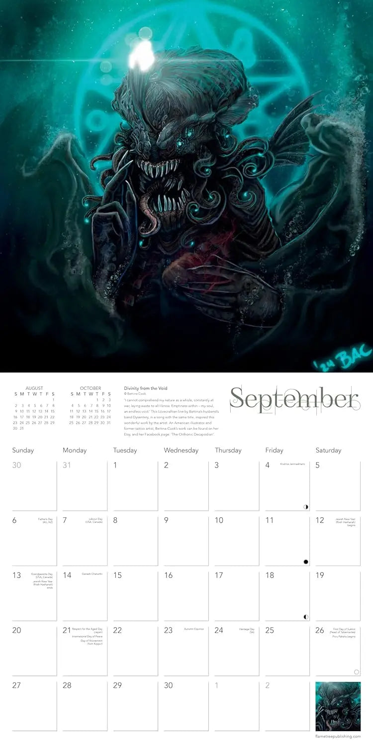 Cthulhu Wall Calendar 2026 (Art Calendar): Original Flame Tree Publishing-Kalender - Oneness emporium