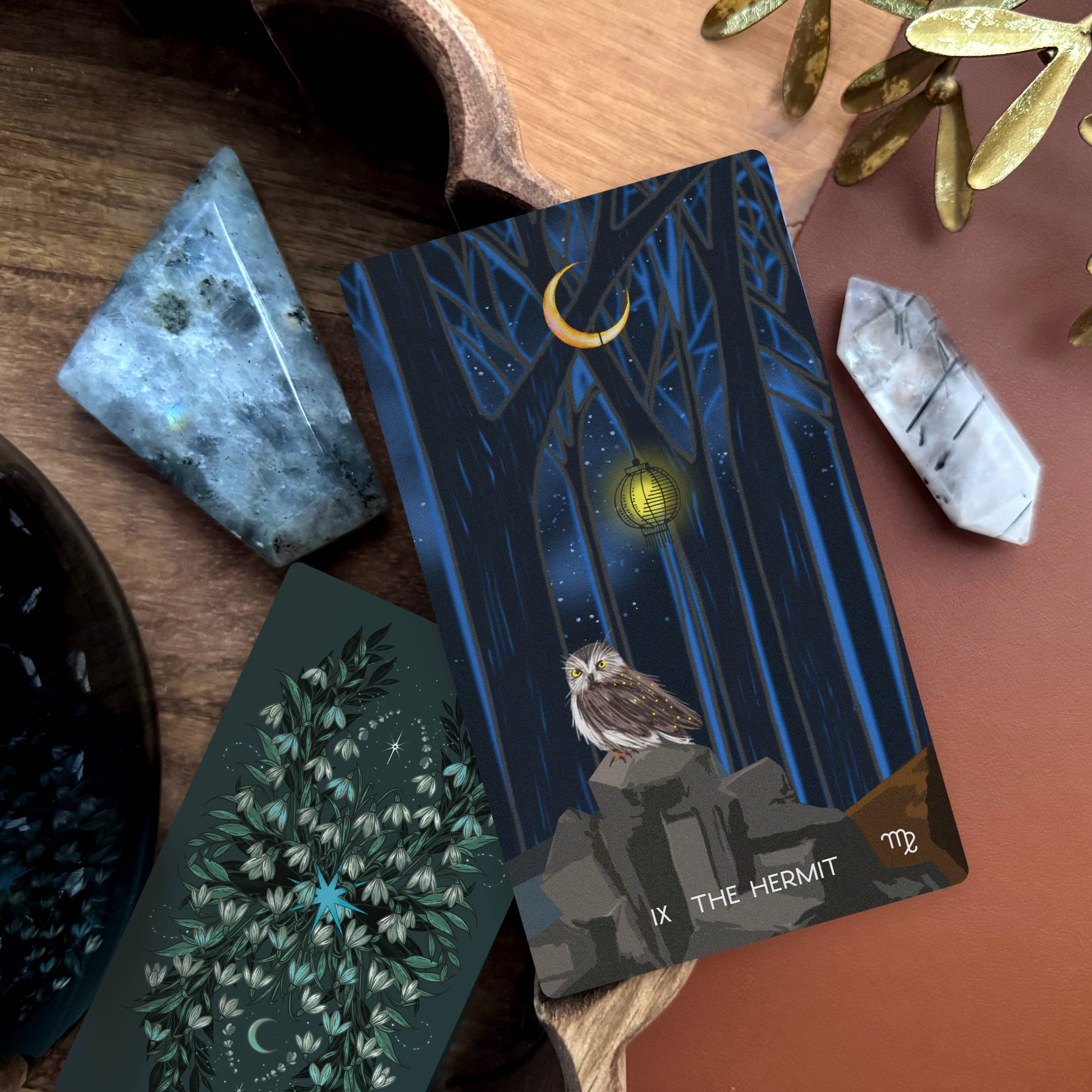 The Meraki Tarot 5th Edition by Kerri Snook featuring whimsical botanical tarot artwork and fantasy-inspired symbolism
