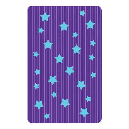 Purple blanket with blue star pattern on a white background