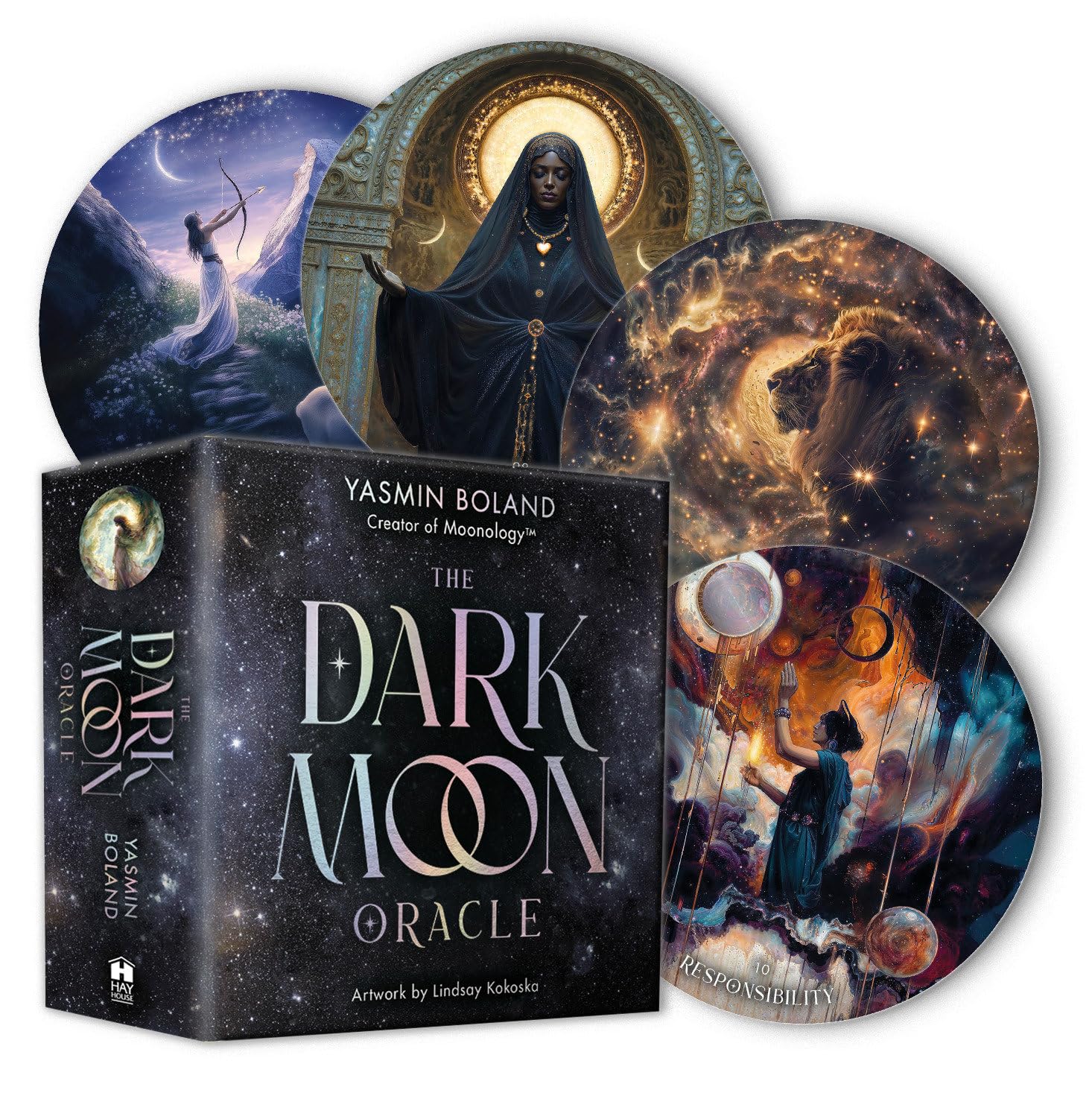 Dark moon oracle deck by Yasmin Boland, creator of the Moonology series . Available at Oneness Emporium 