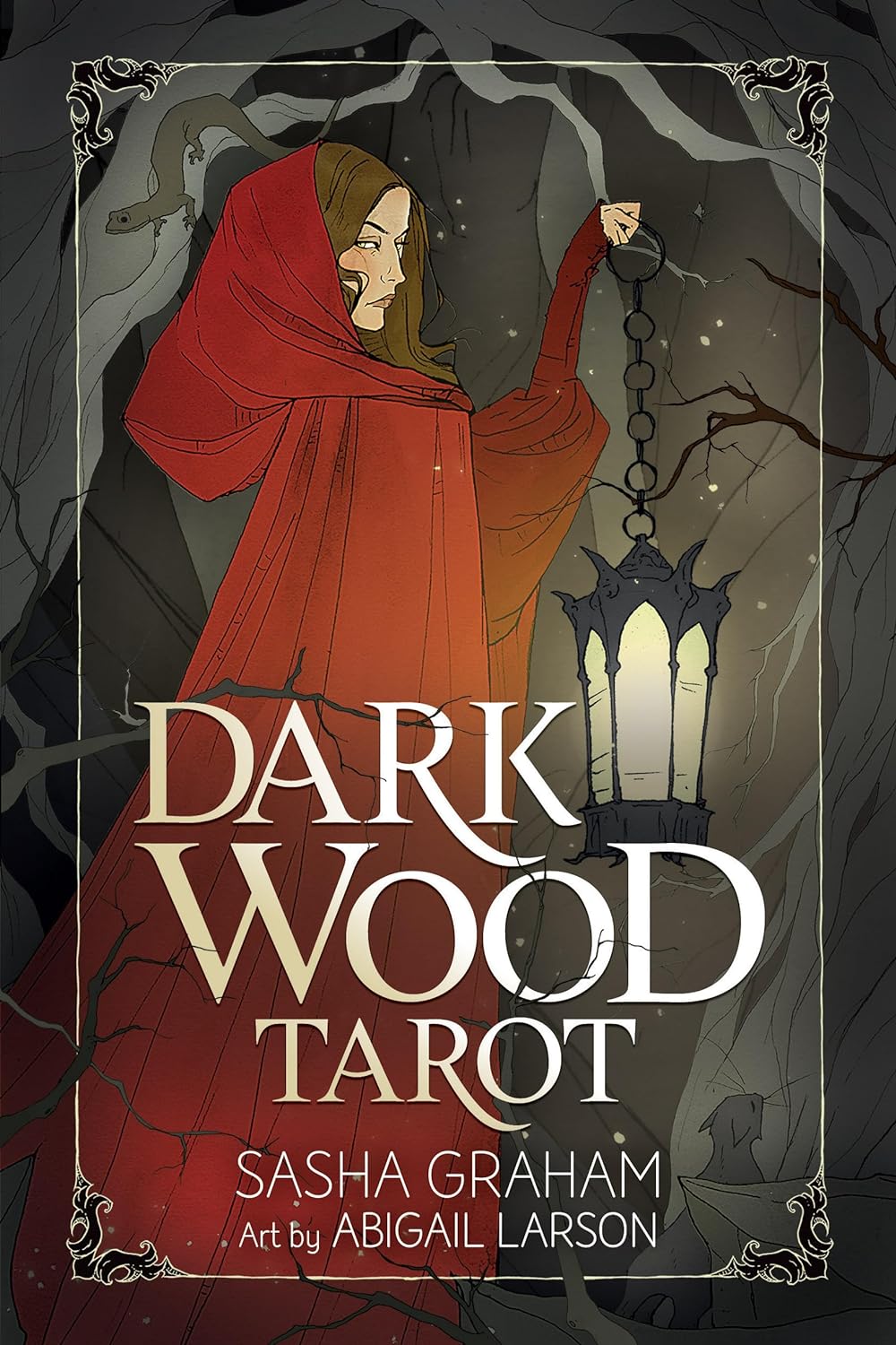 Dark wood tarot deck and guidebook