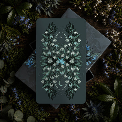 The Meraki Tarot 5th Edition by Kerri Snook featuring whimsical botanical tarot artwork and fantasy-inspired symbolism