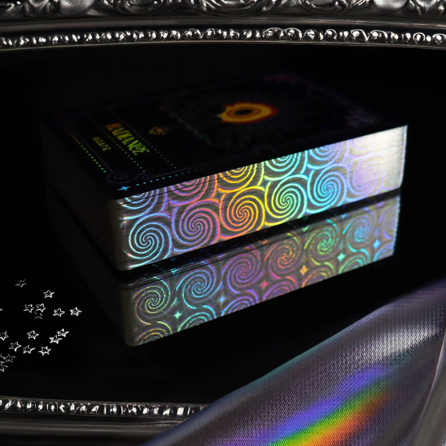 Crystal Portal Oracle deck with holographic foil and crystal themed artwork indie oracle UK