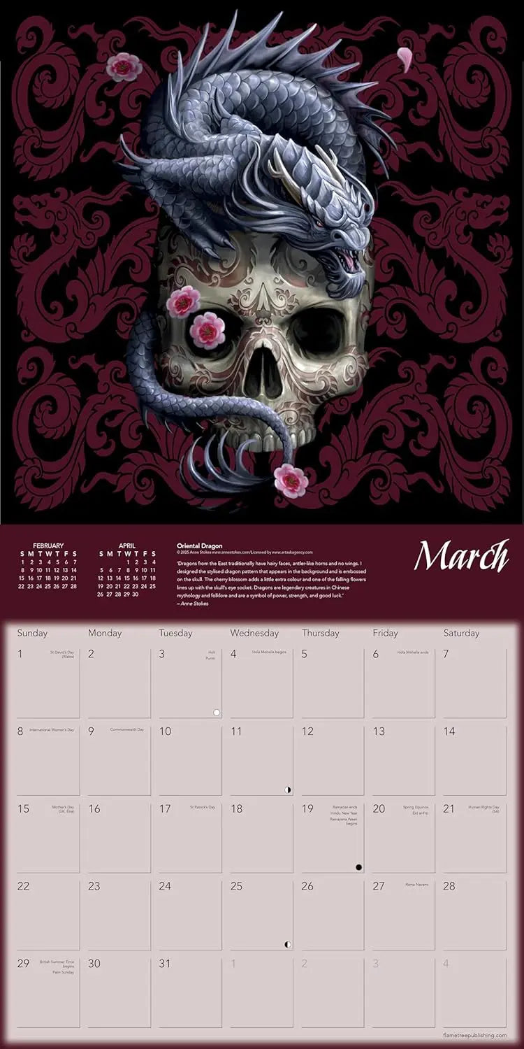 Dragons by Anne Stokes Wall Calendar 2026 (Art Calendar) - Oneness emporium