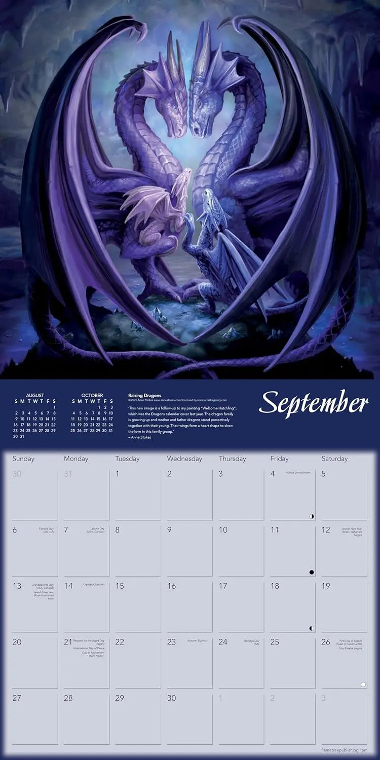 Dragons by Anne Stokes Wall Calendar 2026 (Art Calendar) - Oneness emporium