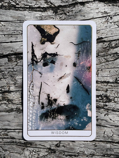 Death Doula Oracle Cards featuring original analogue 35mm photography with double exposure imagery, gold gilded edges and a guidebook for spiritual transformation and healing.
