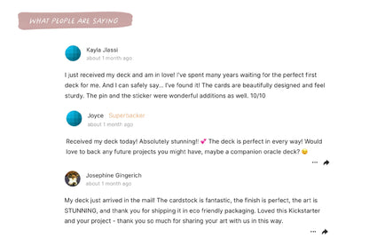 Reviews of a product with user comments on a white background