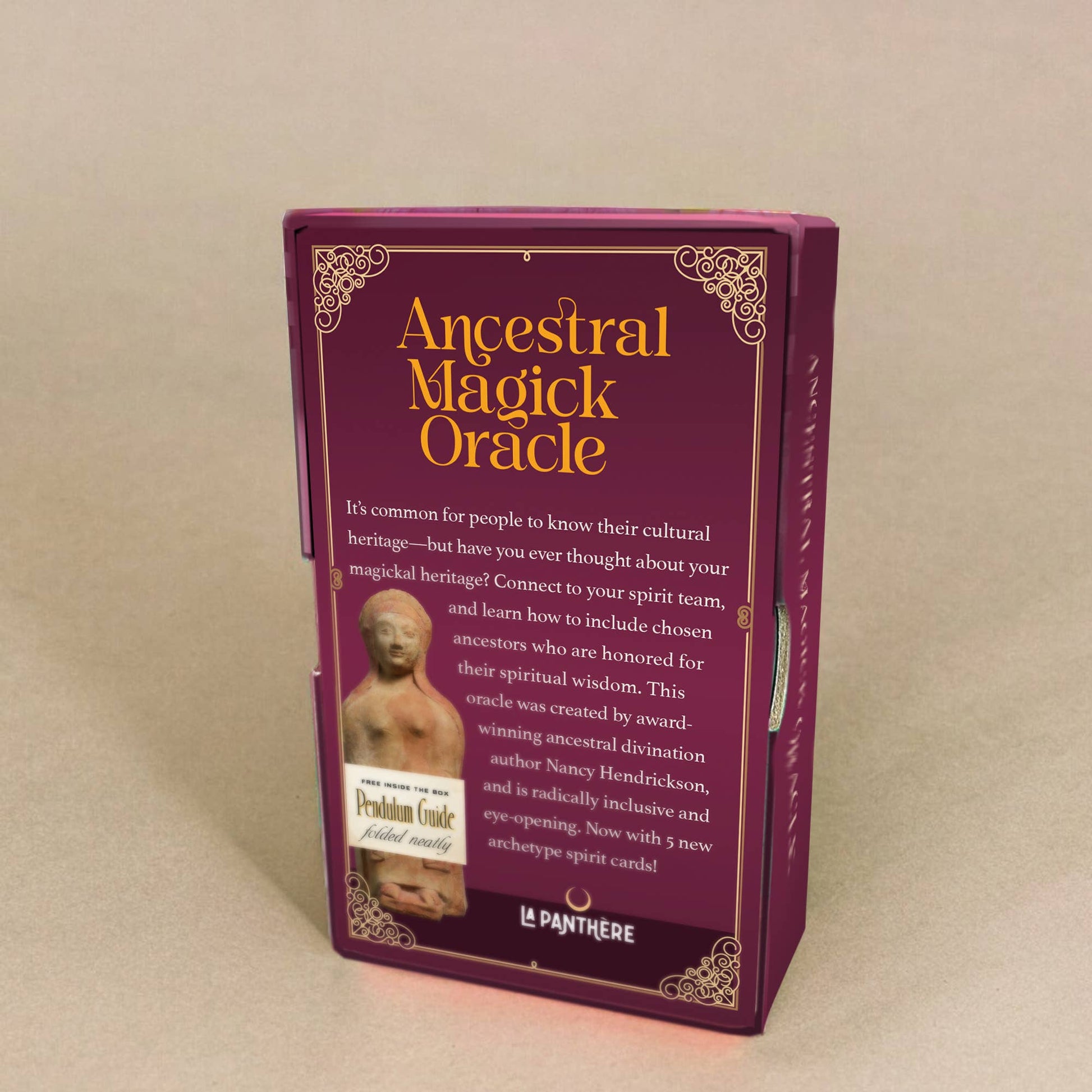Ancestral Magick Oracle packaging on a beige background