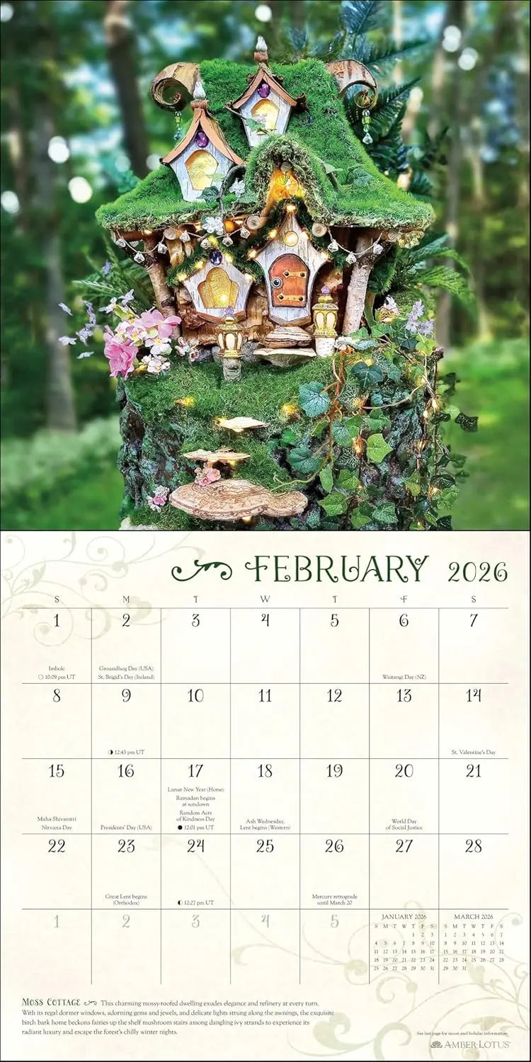 Fairy Houses 2026 Wall Calendar - Oneness emporium
