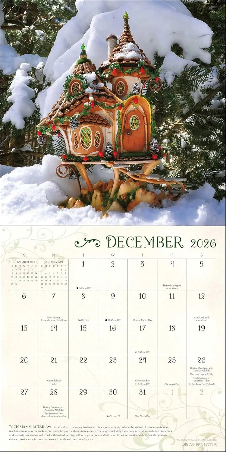 Fairy Houses 2026 Wall Calendar - Oneness emporium