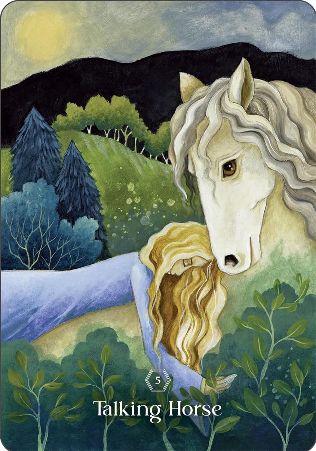 Illustration of a horse and a person in a forest with 'Talking Horse' text.