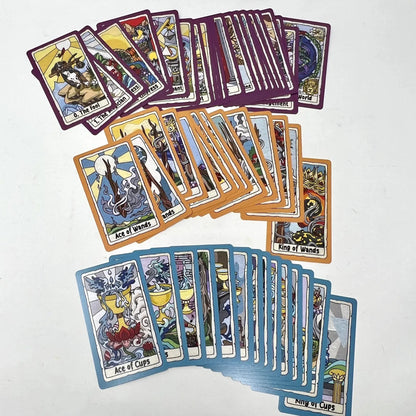 Collection of tarot cards on a white background
