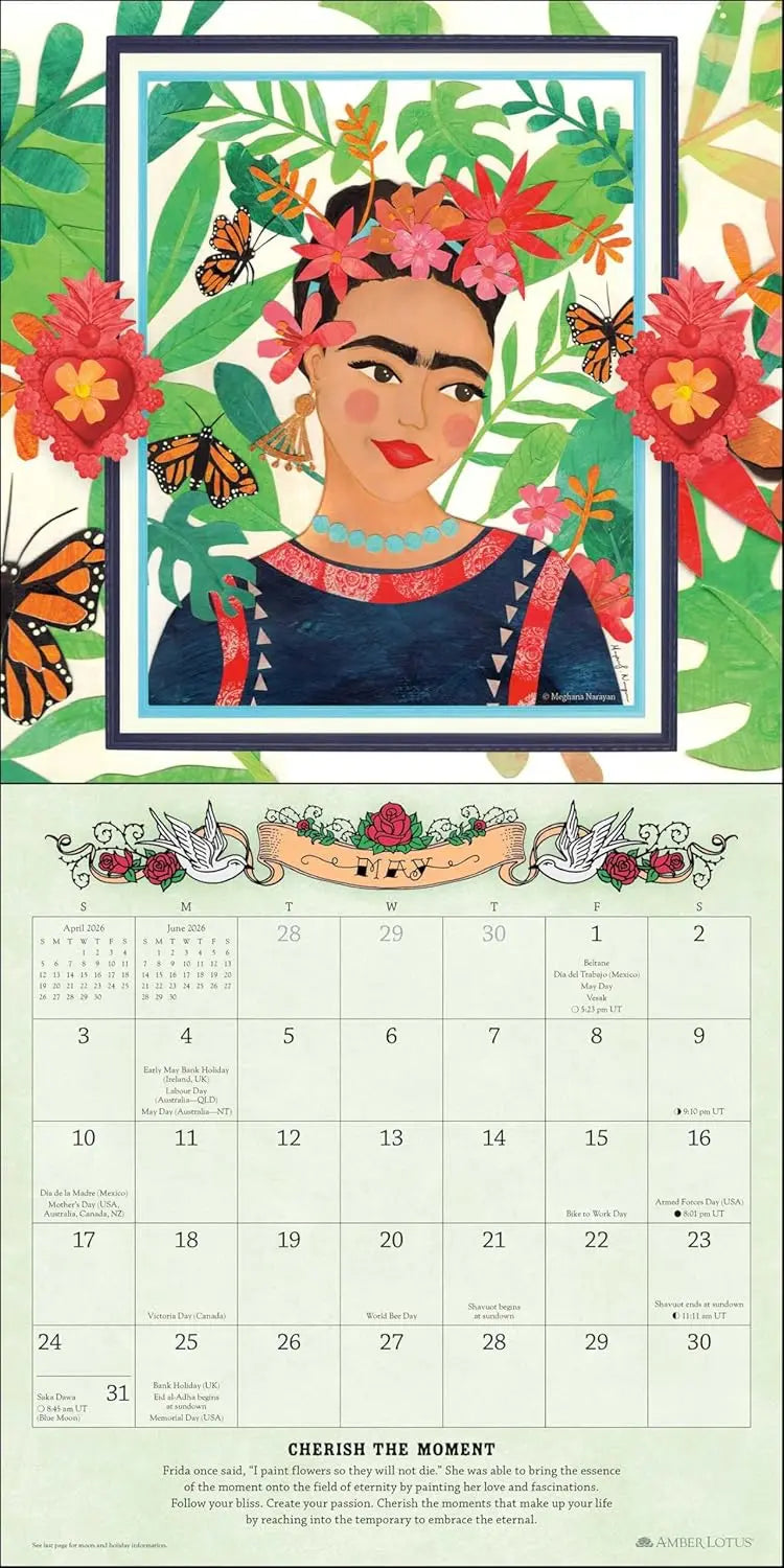 For the Love of Frida 2026 Wall Calendar: Art and Words Inspired by Frida Kahlo - Oneness emporium