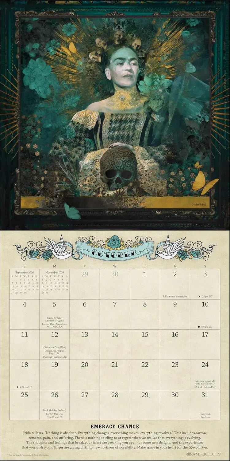 For the Love of Frida 2026 Wall Calendar: Art and Words Inspired by Frida Kahlo - Oneness emporium