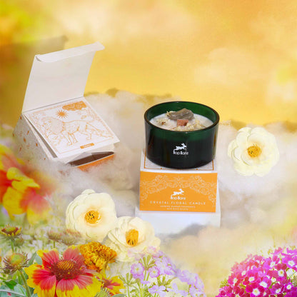 Hop Hare Crystal Magic Flower Candle - The Lion - Oneness emporium