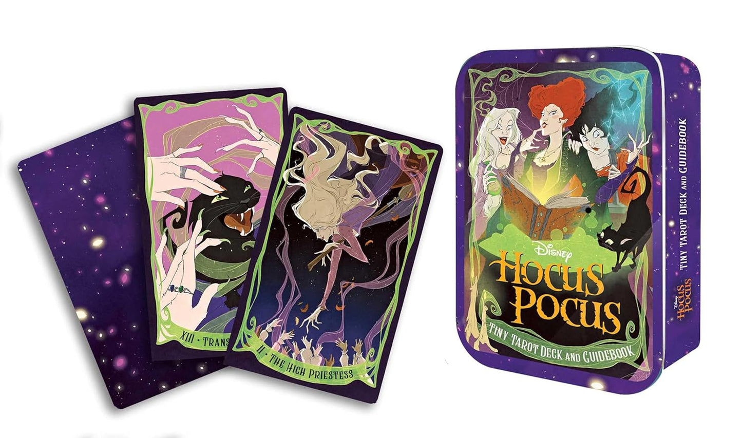 Hocus Pocus tarot cards with a purple box featuring the Sanderson sisters.