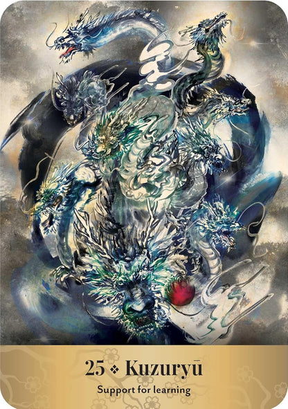 Illustration of a dragon with swirling energy and text '25 Kuzuryõ Support for learning' at the bottom.