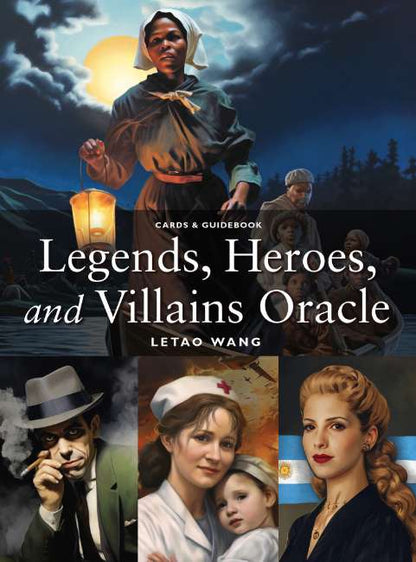 Cover of 'Legends, Heroes, and Villains Oracle' with images of people and a lantern.