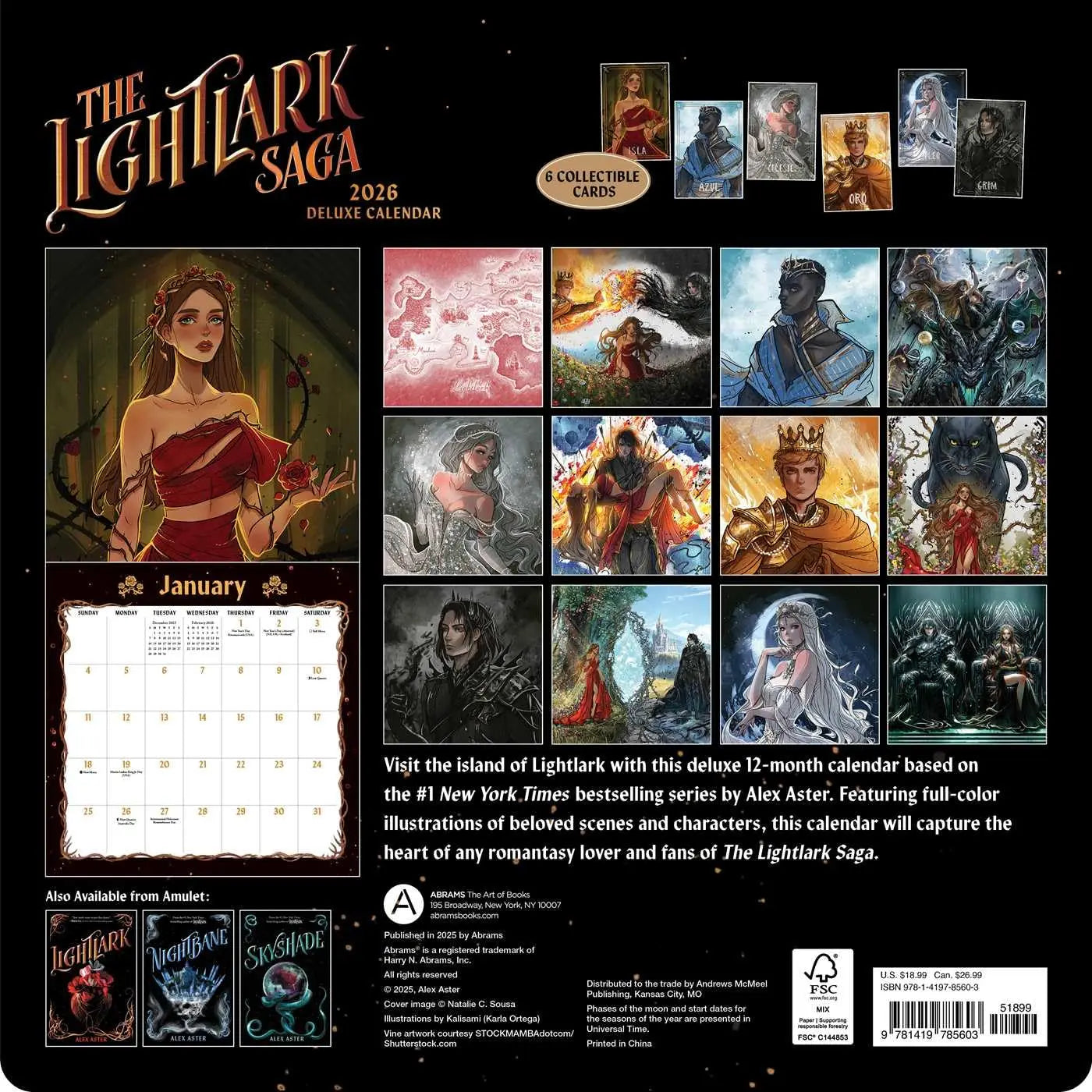 The Lightlark Saga 2026 Deluxe Wall Calendar with 6 Collectible Cards - Oneness emporium