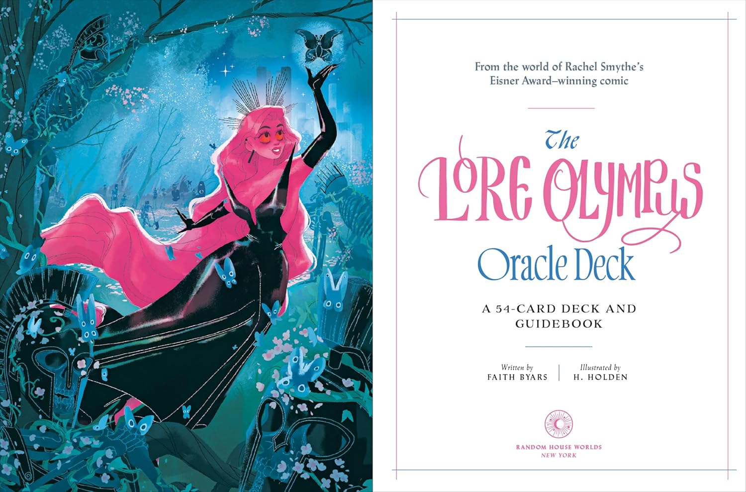 Lore Olympus Oracle deck featuring illustrated Greek mythology characters and guidebook.