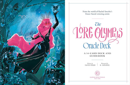 Lore Olympus Oracle deck featuring illustrated Greek mythology characters and guidebook.