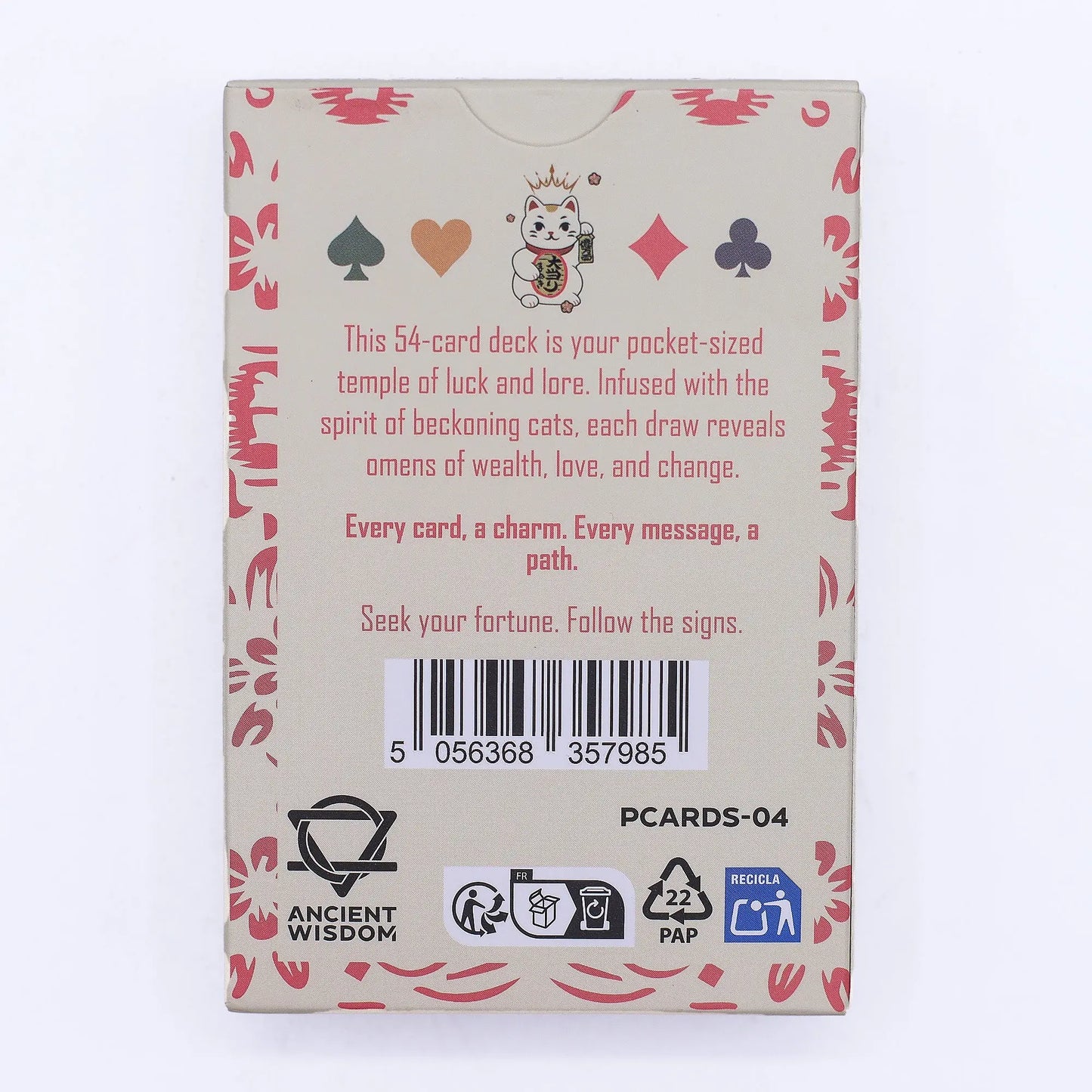 Maneki Neko Standard Playing Card Deck – Lucky Fortune Cat Cards Ancient Wisdom