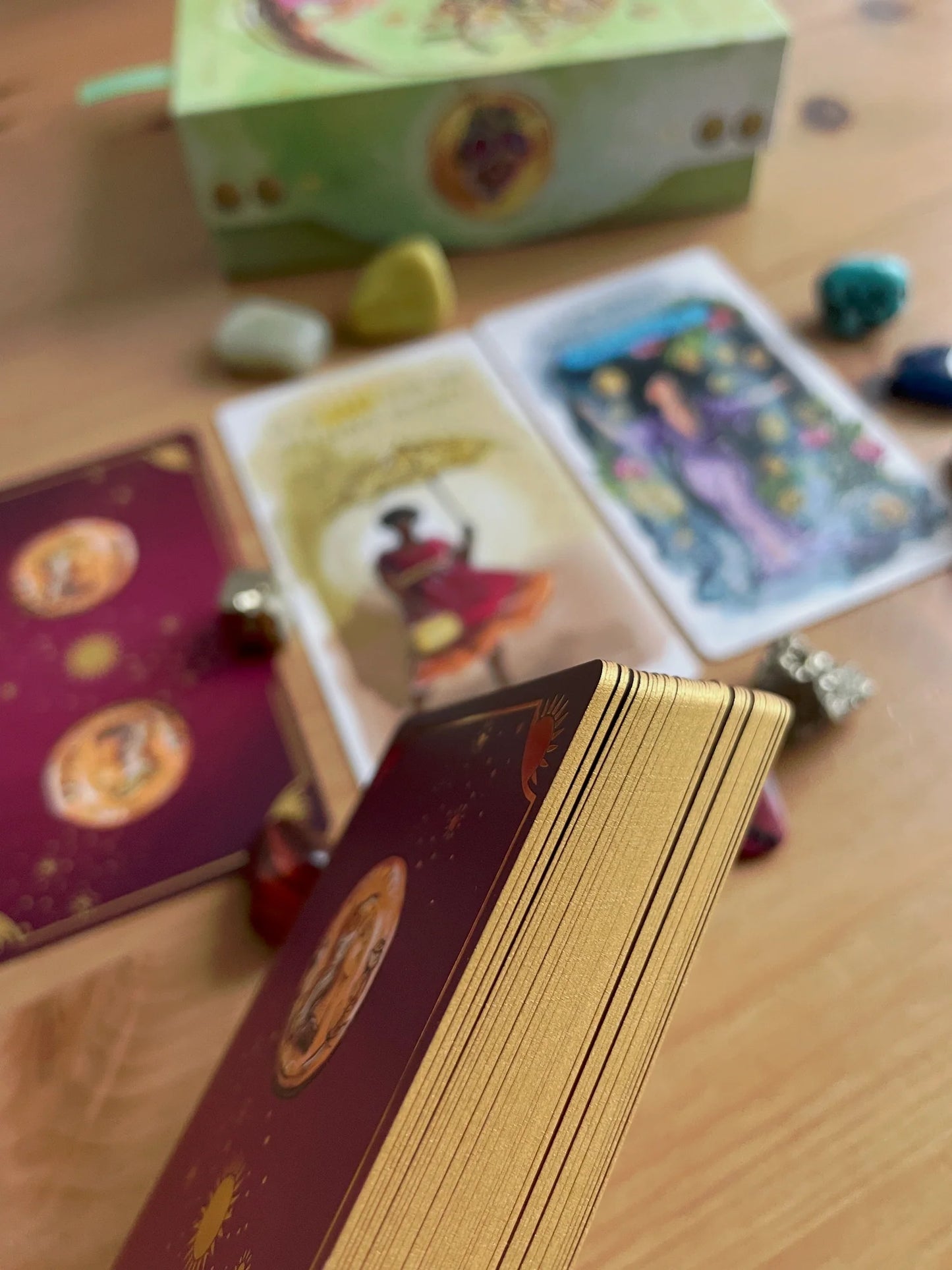 Money Magic Manifestation Cards standard edition deck with gold edges and guidebook.