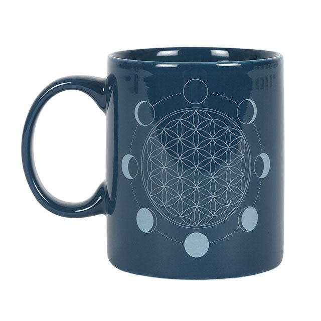 Moon Phase Flower of Life Ceramic Mug