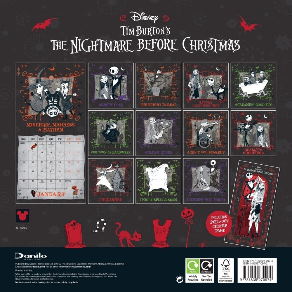 2025 Calendar The Nightmare Before Christmas Month to View Square Calendar Official Product