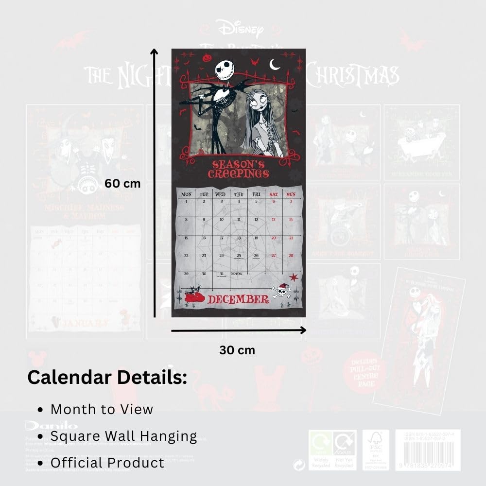 2025 Calendar The Nightmare Before Christmas Month to View Square Calendar Official Product